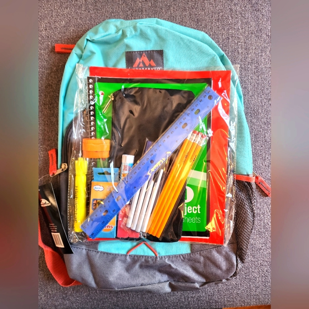 NWT Fully Packed Back-To-School Backpack (Teal/Grey)
